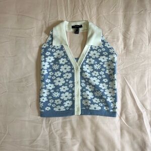 F21 Halter Top - blue/white